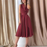 Dies Midi Dress Casual Sleeveless Belt