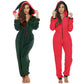 Women's Home Wear Christmas Plush Zipper Jumpsuit